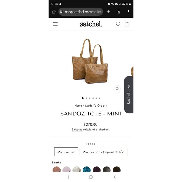 Satchel Savannah Tote Bag  in Coffee Brown Leather – Handmade in GA - Picture 7 of 7